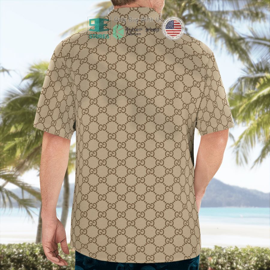 gucci 3d gold pattern brown hawaii shirt shorts 2 28301