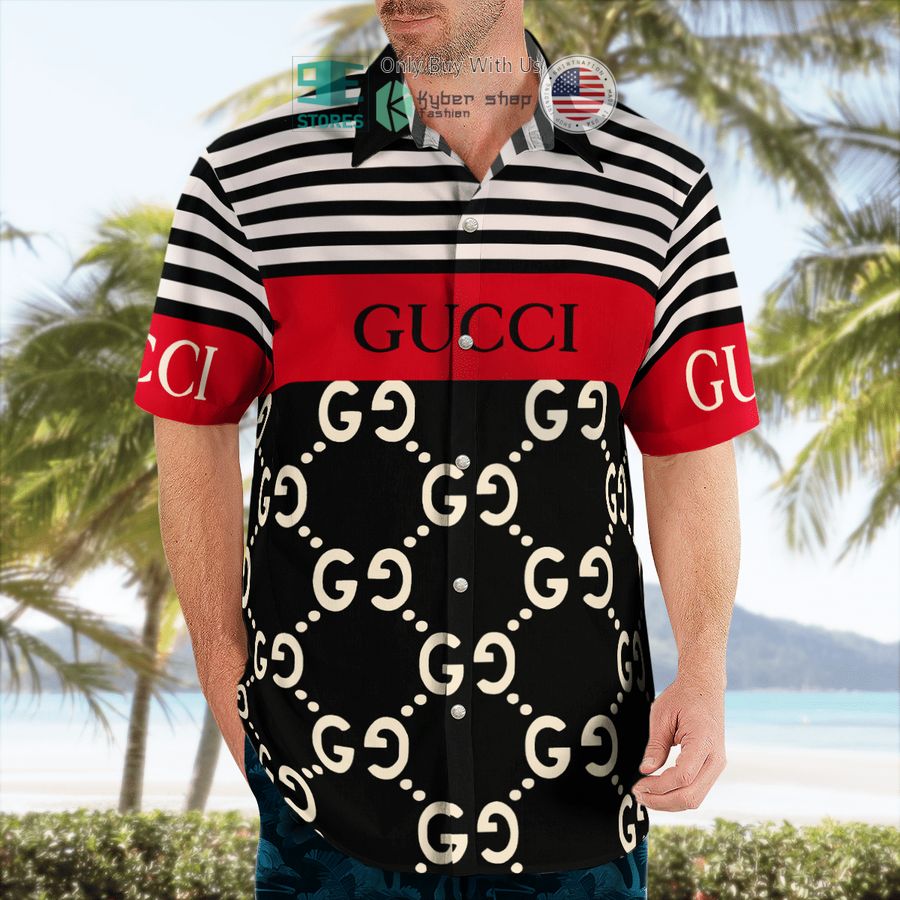 gucci black red white hawaii shirt shorts 2 72557