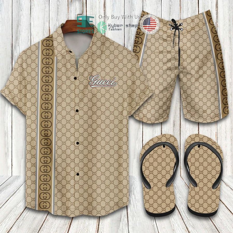 gucci cream hawaii shirt shorts 1 29296
