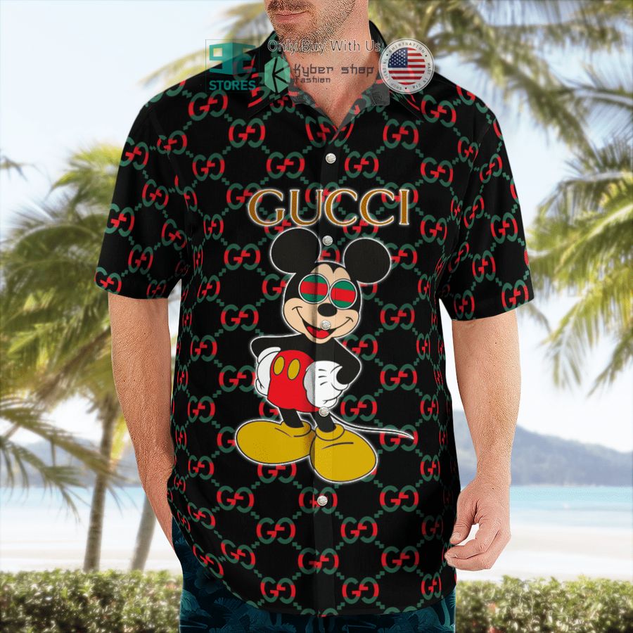 gucci mickey mouse disney brown hawaii shirt shorts 2 45802