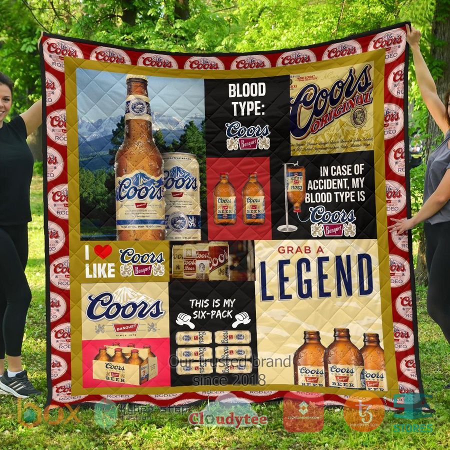 in case of accident my blood types is coors banquet quilt blanket 1 13283