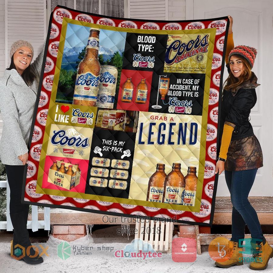 in case of accident my blood types is coors banquet quilt blanket 2 45452
