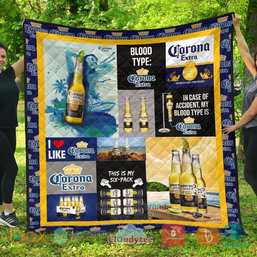 in case of accident my blood types is corona extra quilt blanket 1 67402