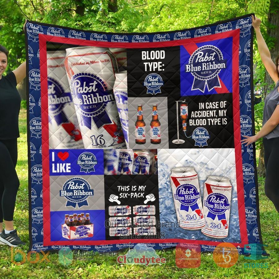 in case of accident my blood types is pabst blue ribbon quilt blanket 1 38457