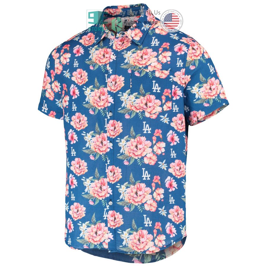 los angeles dodgers foco floral linen royal hawaiian shirt 2 48832