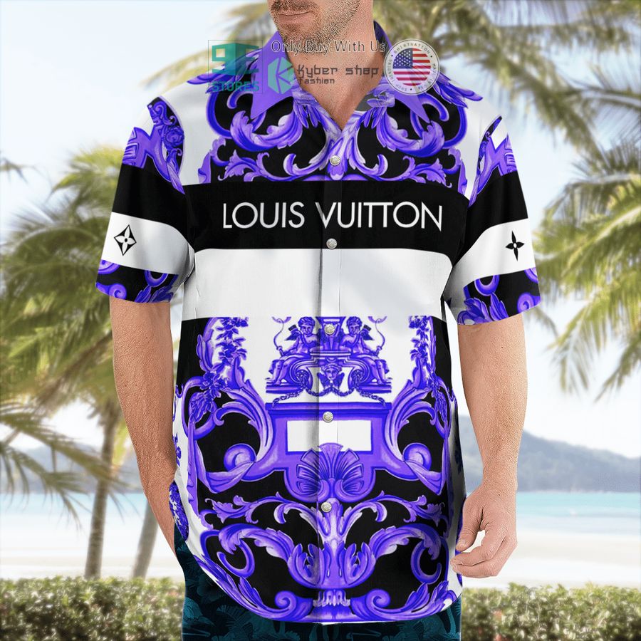 louis vuitton purple white hawaii shirt shorts 2 16839
