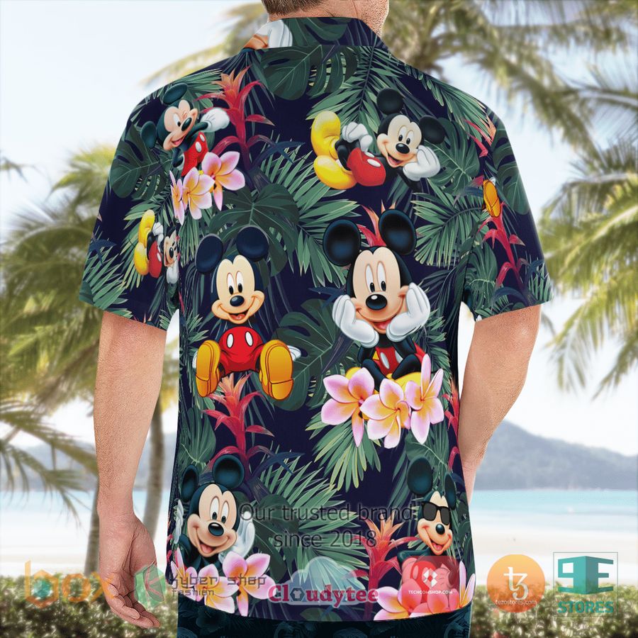 mickey mouse tropical leaves hawaiian shirt shorts 2 31948