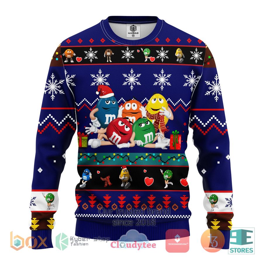 mm chocolate blue ugly christmas sweater 1 14797