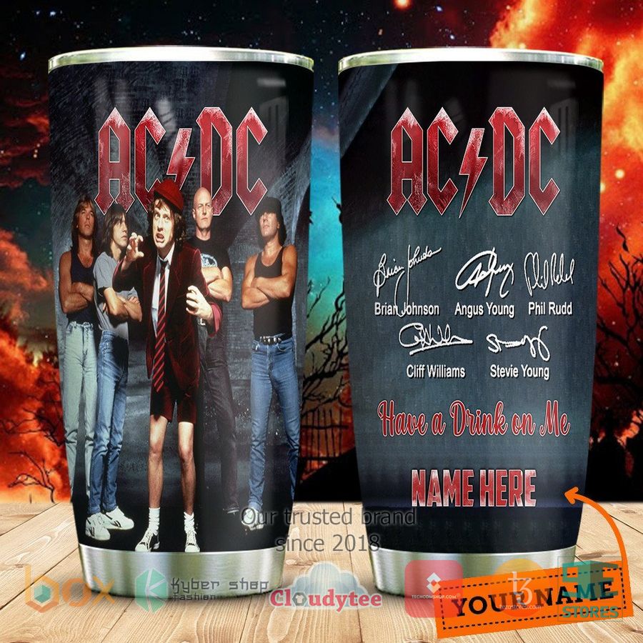 personalized acdc band signs have a drink on me tumbler 1 8357