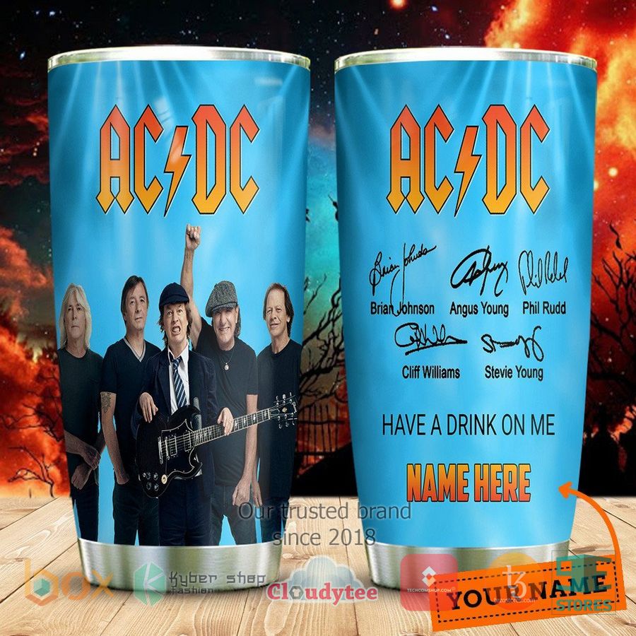 personalized acdc have a drink on me signature blue tumbler 1 89808