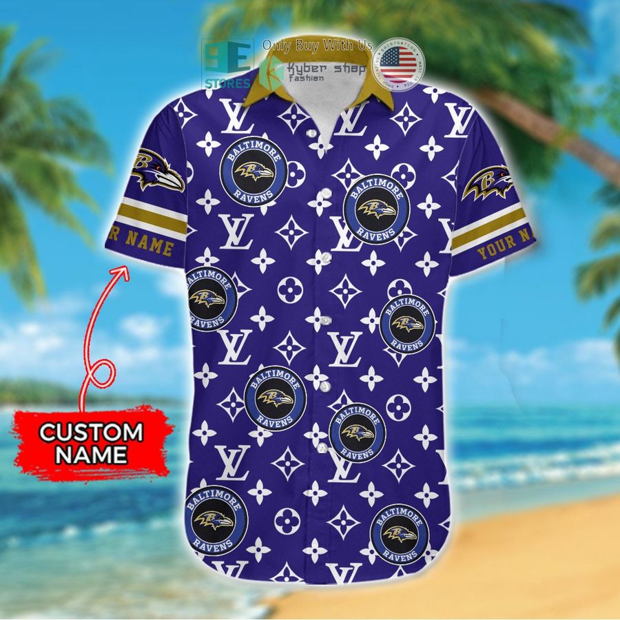 personalized baltimore ravens louis vuitton pattern hawaiian shirt 2 40738