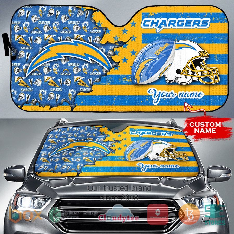 personalized los angeles chargers custom name car sunshades 1 96974