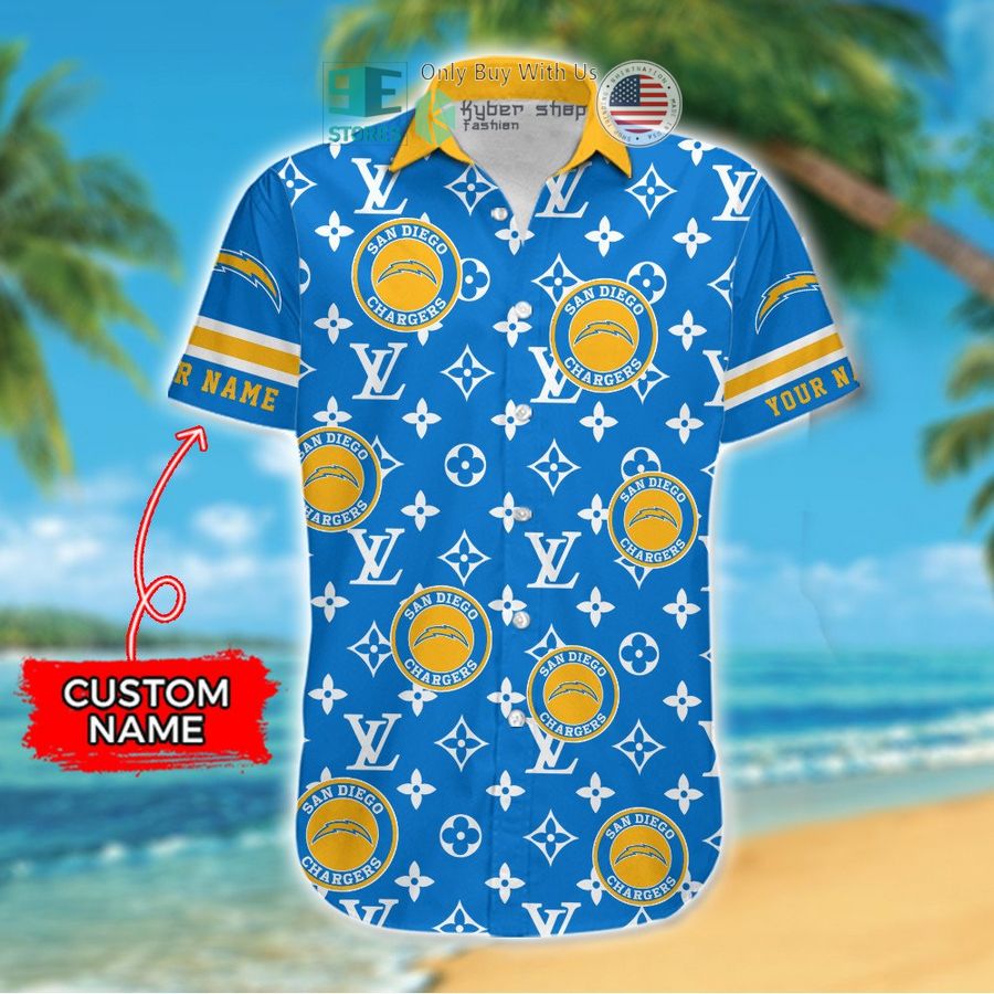 personalized los angeles chargers louis vuitton pattern hawaiian shirt 2 78628