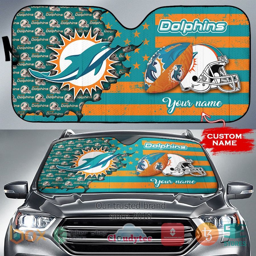 personalized miami dolphins custom name car sunshades 1 48994
