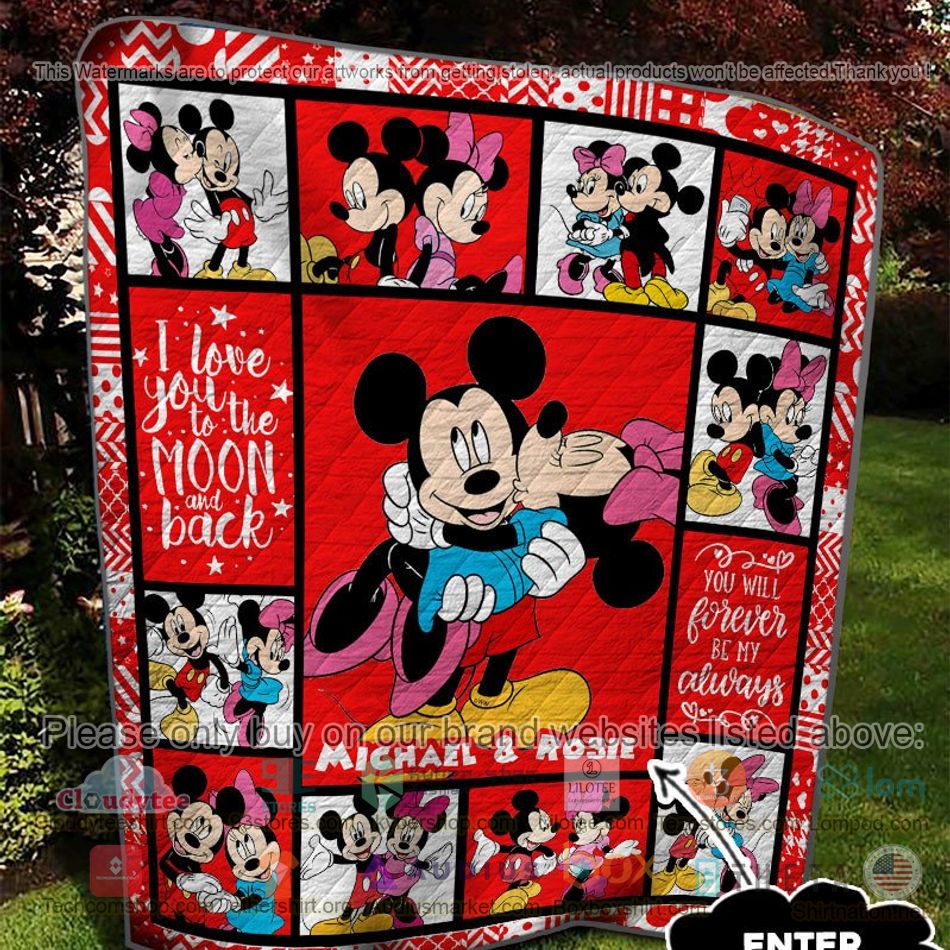personalized mickey mouse minnie mouse red quilt 2 20646