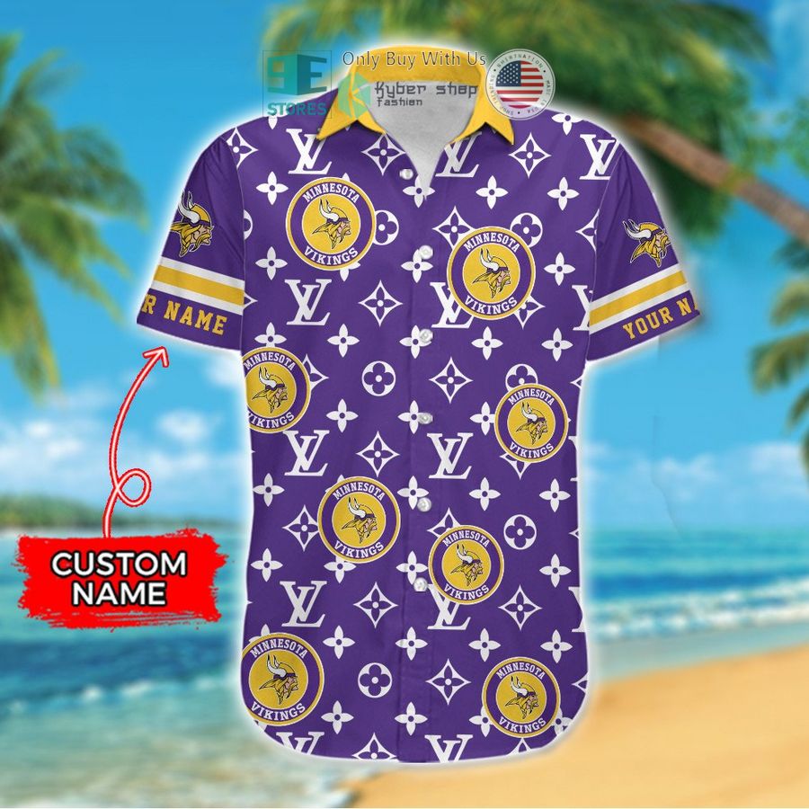 personalized minnesota vikings louis vuitton pattern hawaiian shirt 2 24492