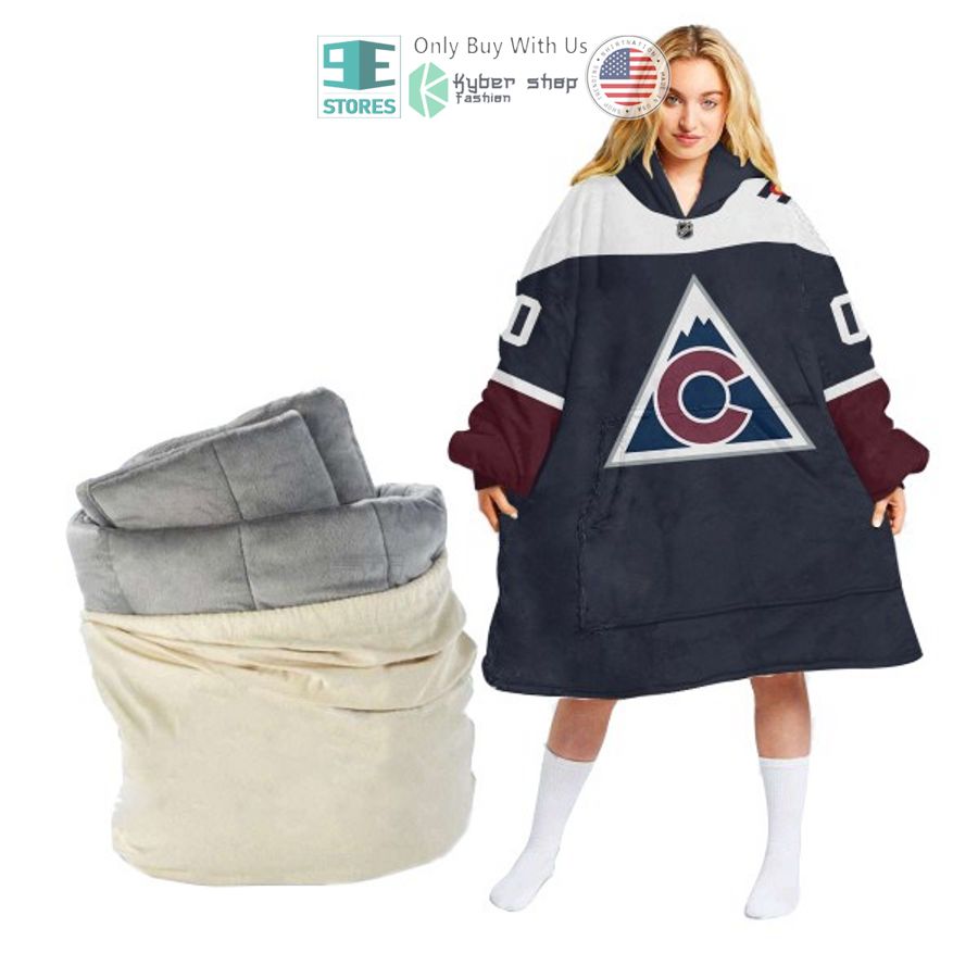 personalized nhl colorado avalanche logo sherpa hooded blanket 2 76824