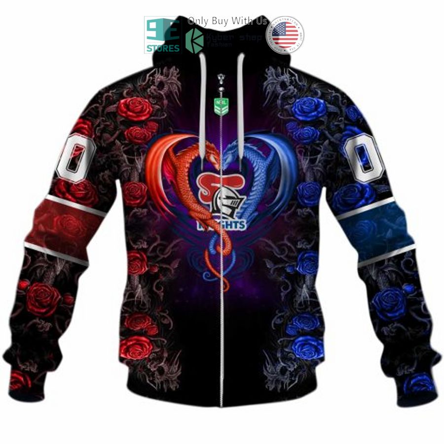 personalized nrl newcastle knights rose dragon 3d hoodie 2 1349