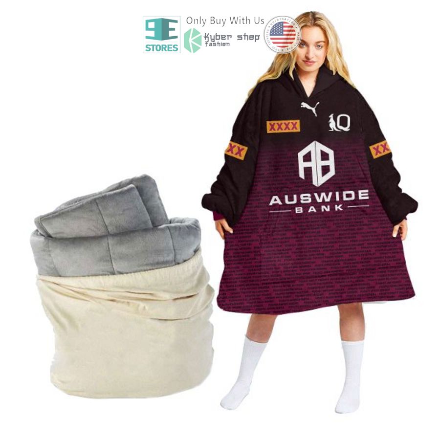 personalized state of origin queensland maroons auswide bank sherpa hooded blanket 2 51863