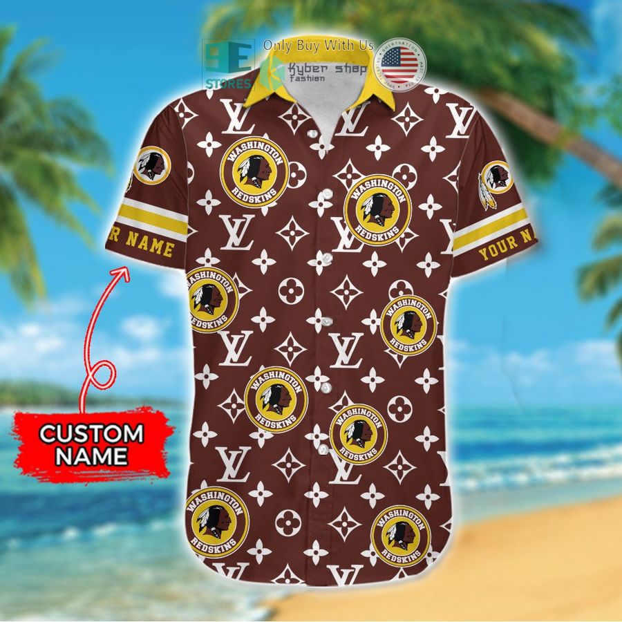 personalized washington redskins louis vuitton pattern hawaiian shirt 2 22785