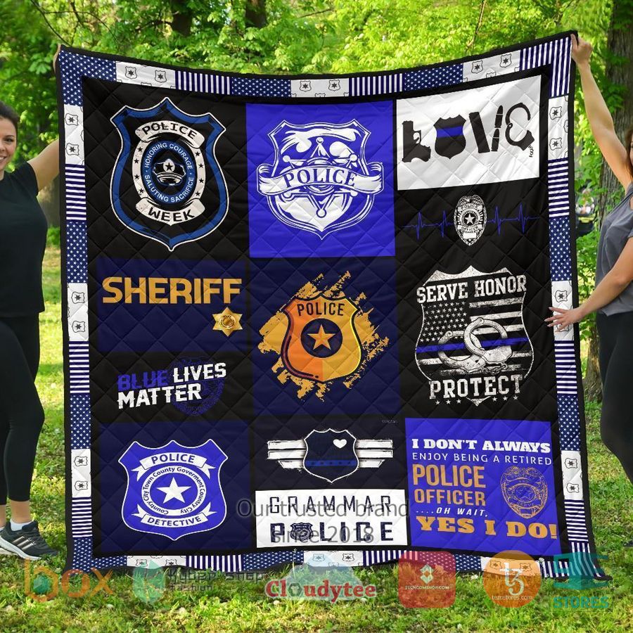 police blue line police officer quilt blanket 1 51217