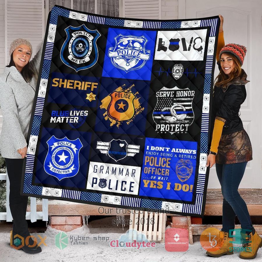 police blue line police officer quilt blanket 2 44919