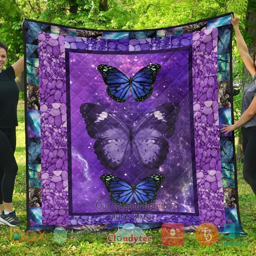 purple galaxy butterfly quilt blanket 1 42545