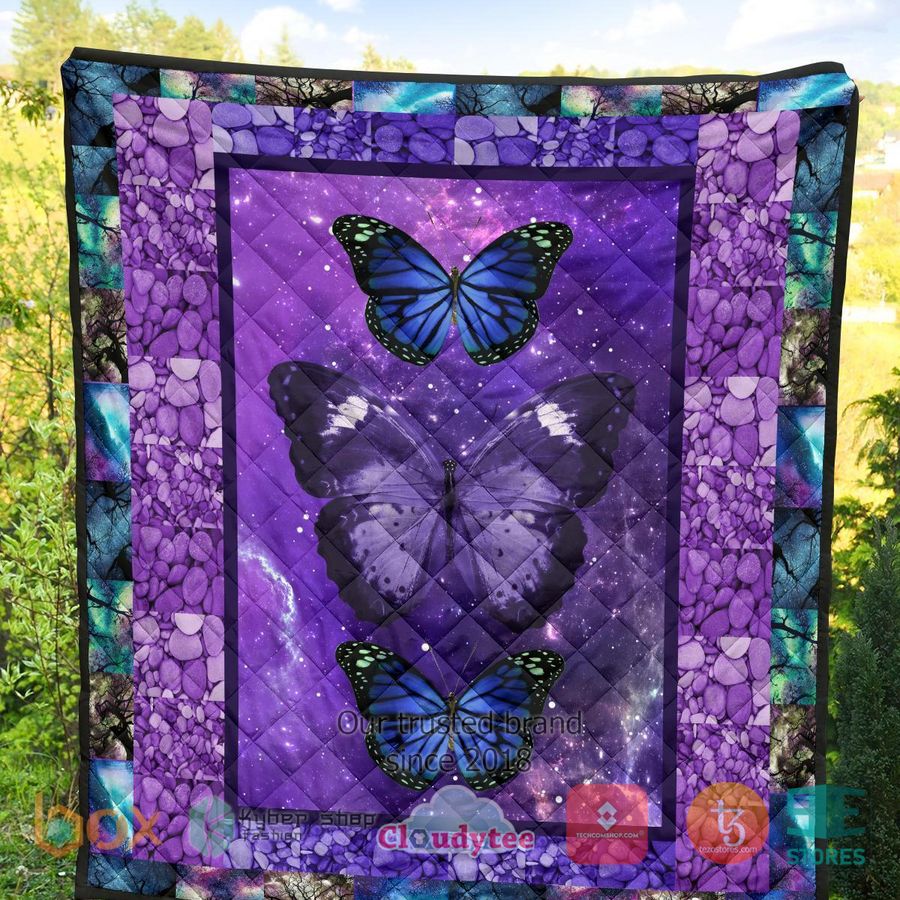 purple galaxy butterfly quilt blanket 2 19915