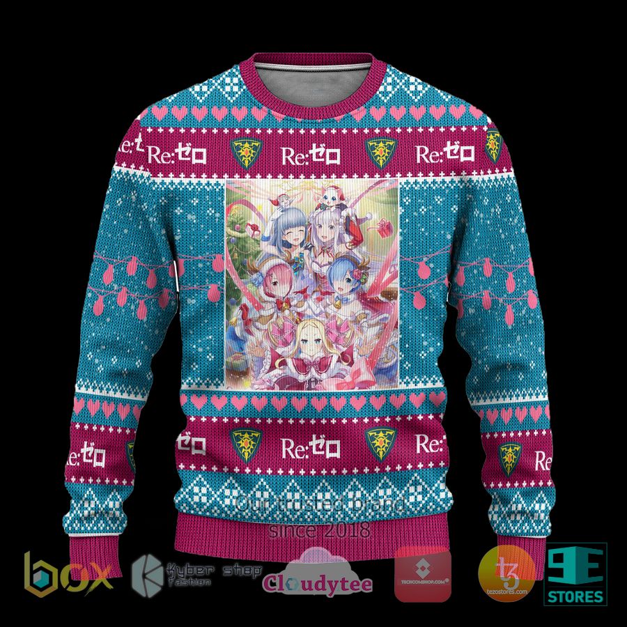 re zero anime xmas ugly christmas sweater 1 21479