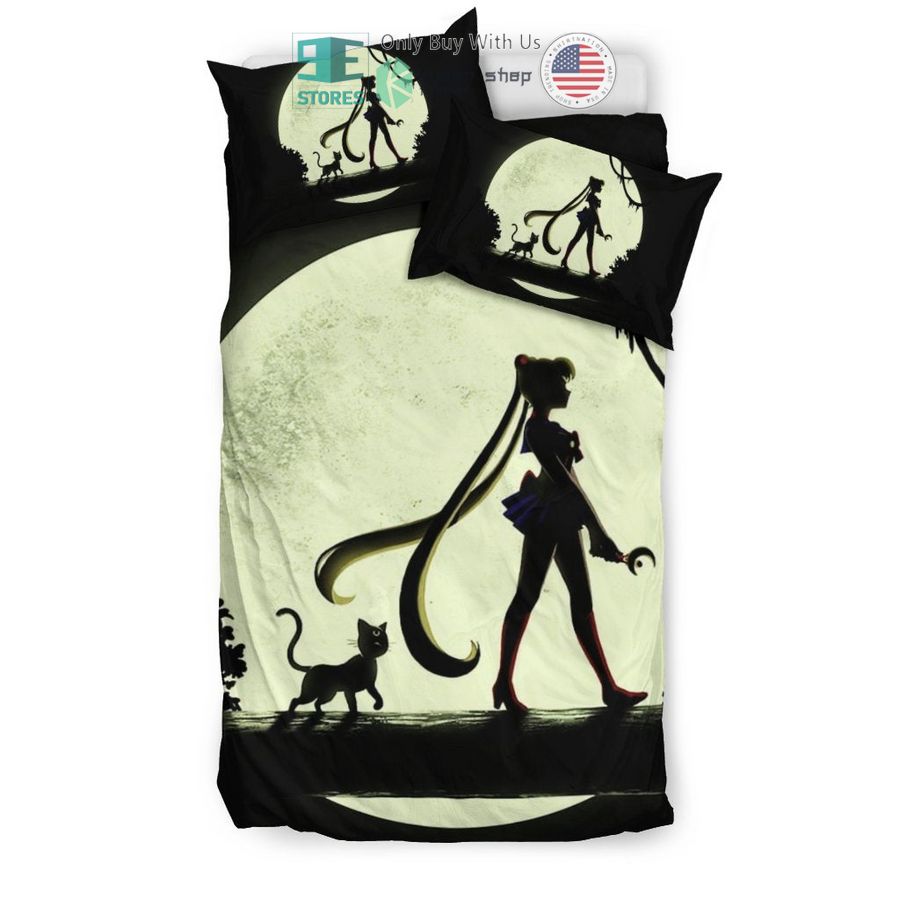 sailor moon and cat black bedding set 2 18220