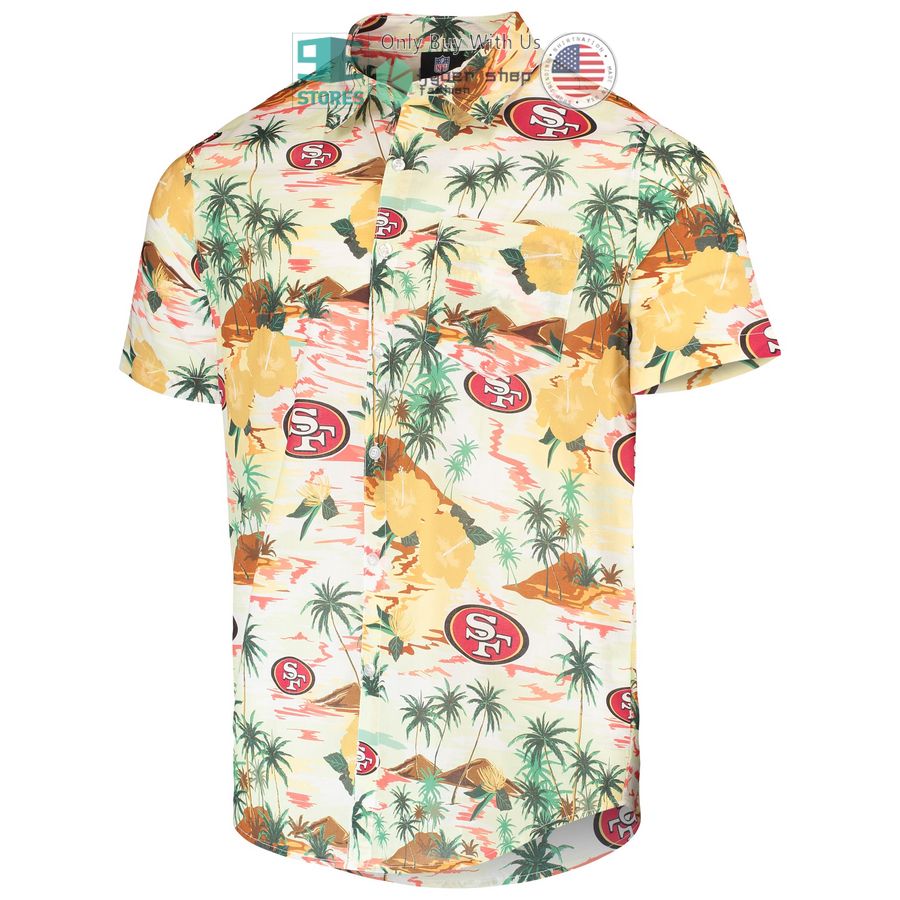 san francisco 49ers foco paradise floral cream hawaiian shirt 2 58921