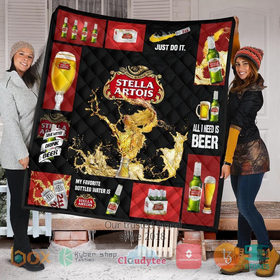 stella artois all i need is beer quilt blanket 1 26501