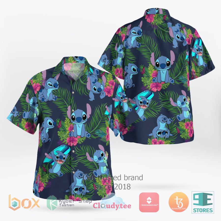stitch tropical flowers hawaiian shirt shorts 1 90460