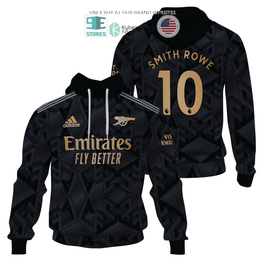 arsenal emirates fly better smith rowe 10 black 3d shirt hoodie 1 37465