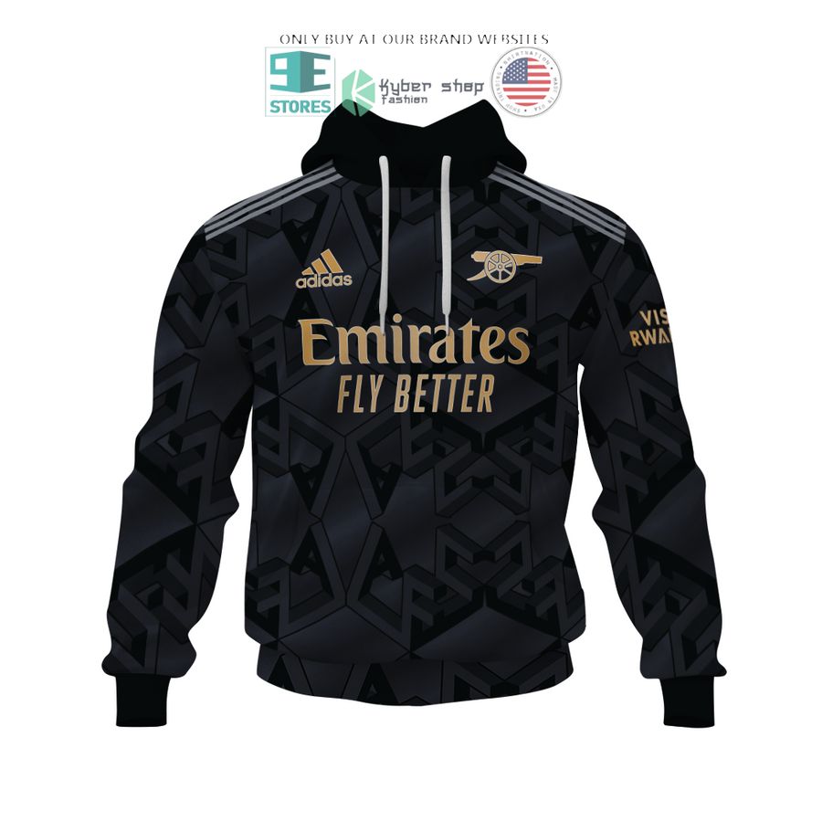 arsenal emirates fly better smith rowe 10 black 3d shirt hoodie 2 1614