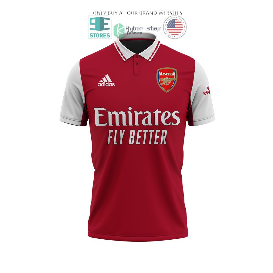 arsenal emirates fly better tierney 3 red white polo shirt 2 88339