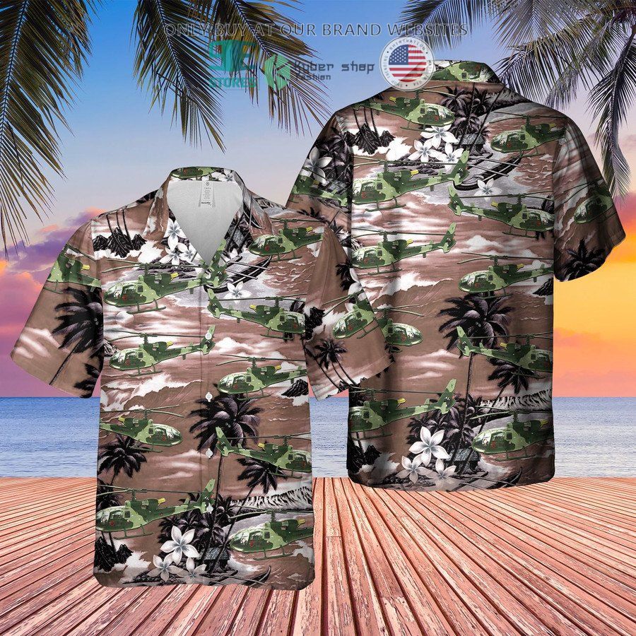 british army a erospatiale gazelle hawaiian shirt 1 59985