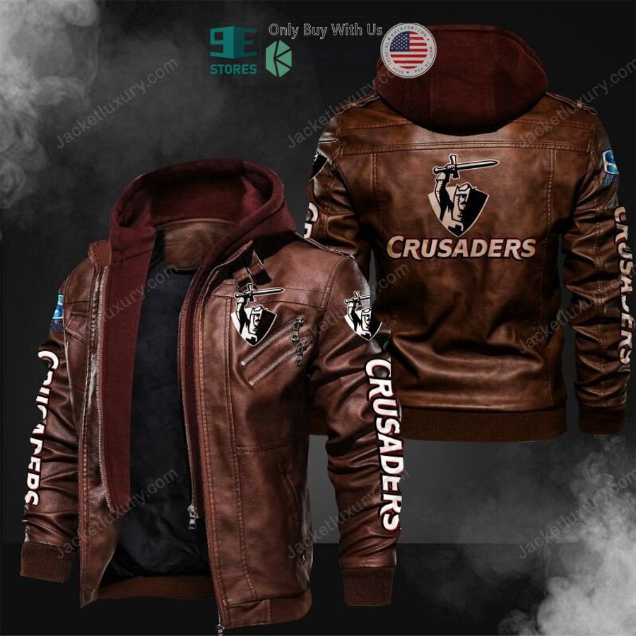 crusaders super rugby logo leather jacket 2 27903