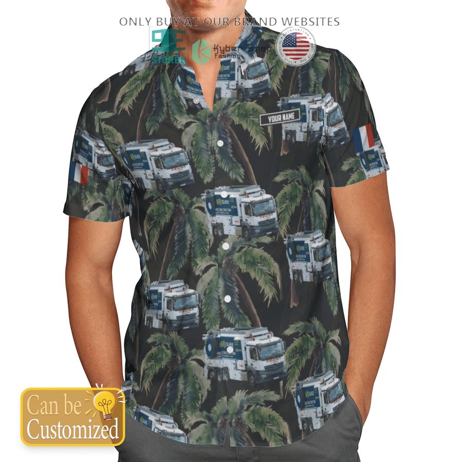 custom name french waste collector truck hawaiian shirt 1 67795