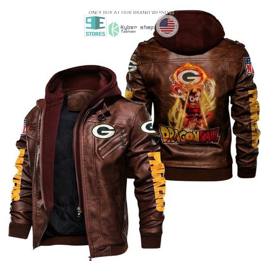 dragon ball son goku green bay packers leather jacket 2 33927