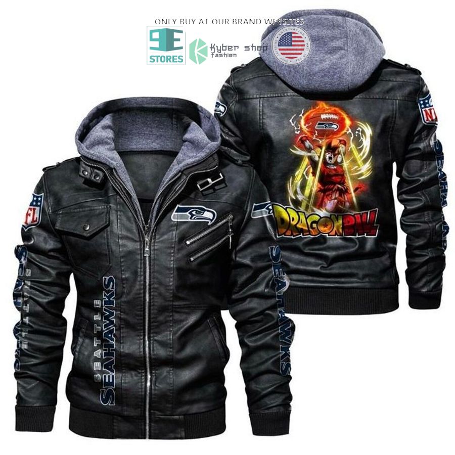 dragon ball son goku seattle seahawks leather jacket 1 14008