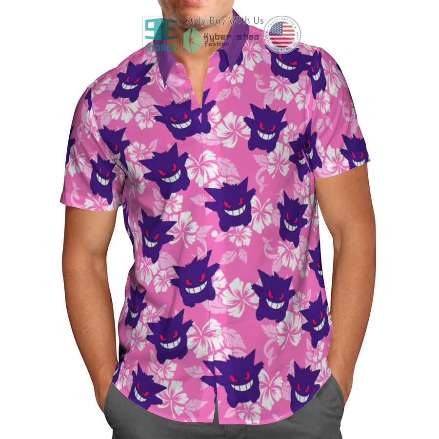gengar tropical hawaiian shirt shorts 2 20538