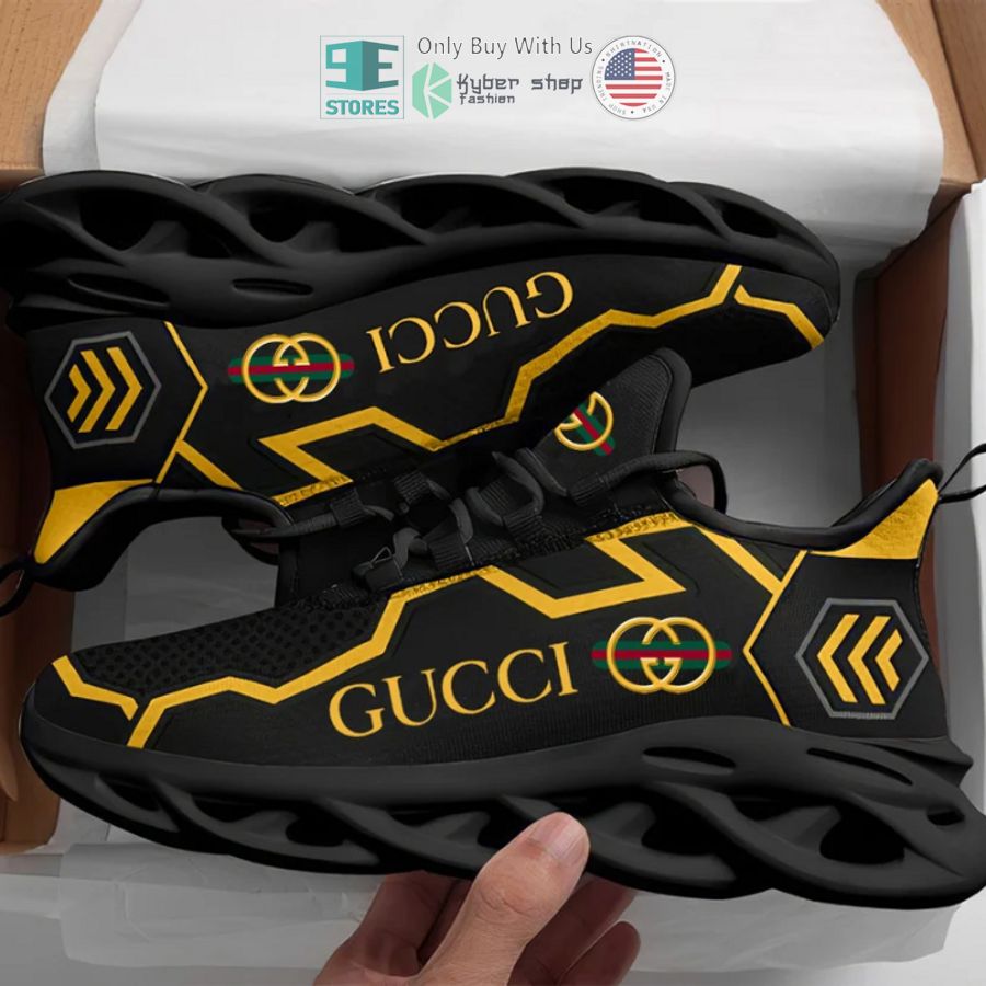 gucci luxury brand logo black yellow max soul shoes 1 10855