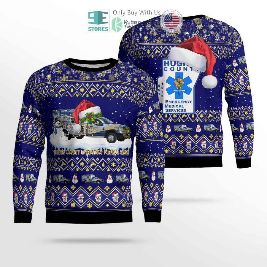 hughes county emergency medical service blue sweater sweatshirt 1 44622