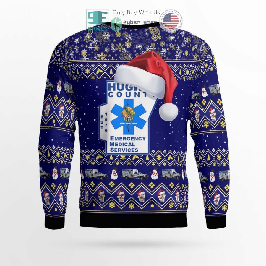 hughes county emergency medical service blue sweater sweatshirt 3 51159
