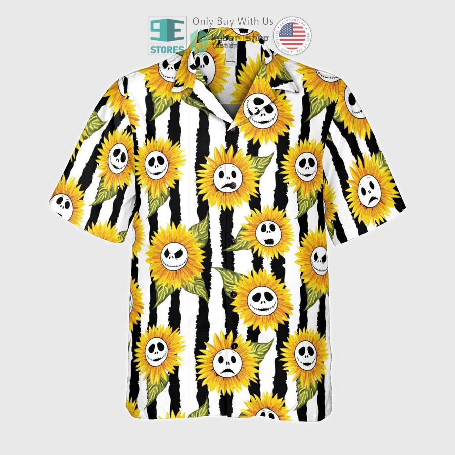 jack skellington face sunflower hawaiian shirt 2 68657