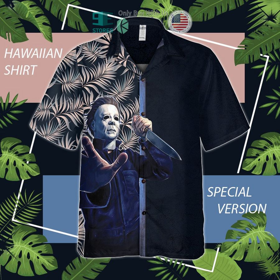 micheal myers dark blue hawaiian shirt 1 4345