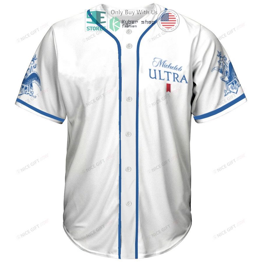 michelob ultra skull united states flag white baseball jersey 2 74776