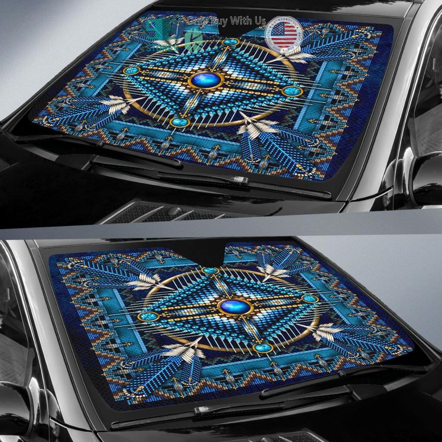 naumaddic arts blue native american design car sunshades 2 16981