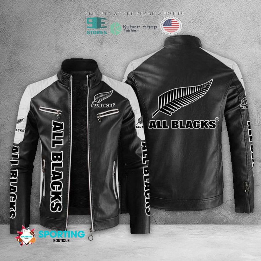 new zealand national rugby union team all blacks block leather jacket 1 75913
